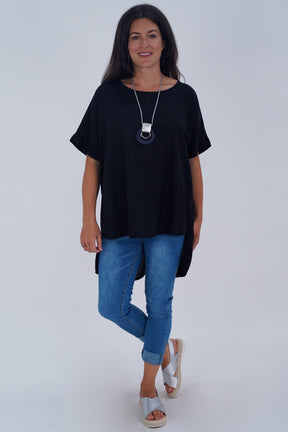 Made In Italy Ruby Button Back Linen Tunic Top