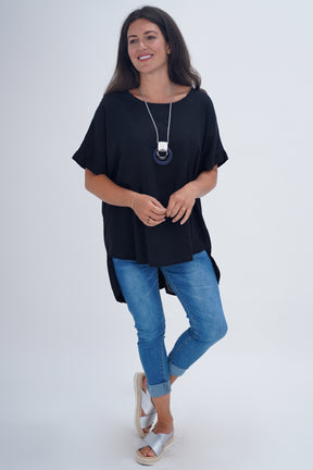 Made In Italy Ruby Button Back Linen Tunic Top