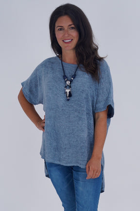 Made In Italy Ruby Button Back Linen Tunic Top