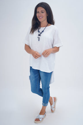 Made In Italy Ruby Button Back Linen Tunic Top
