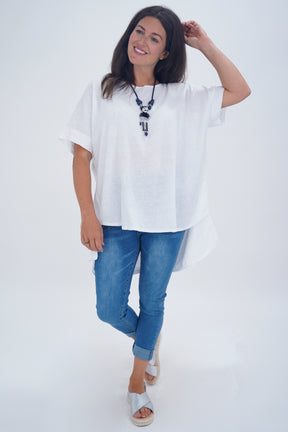 Made In Italy Ruby Button Back Linen Tunic Top