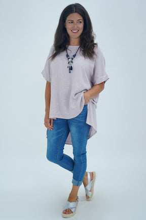 Made In Italy Ruby Button Back Linen Tunic Top