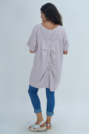 Made In Italy Ruby Button Back Linen Tunic Top