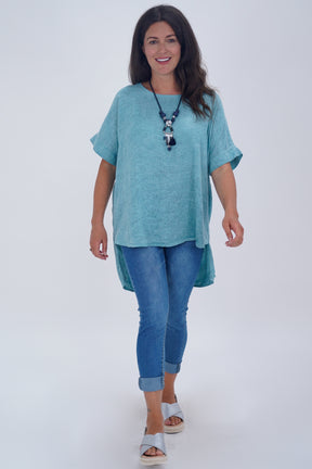 Made In Italy Ruby Button Back Linen Tunic Top