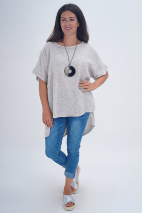Made In Italy Ruby Button Back Linen Tunic Top