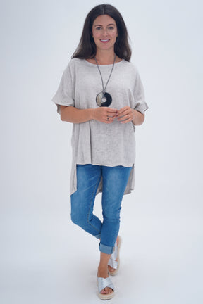 Made In Italy Ruby Button Back Linen Tunic Top