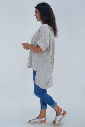 Made In Italy Ruby Button Back Linen Tunic Top