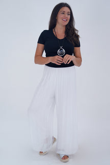 Made In Italy Arabella Pure Silk Trousers - White